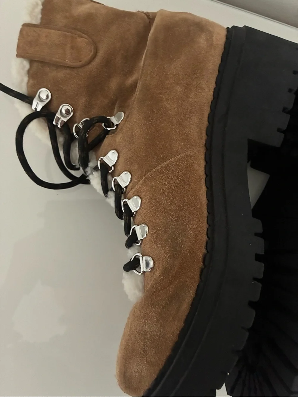 Marc Fisher Brylee Sherpa Ankle Boots Shearling 9 M